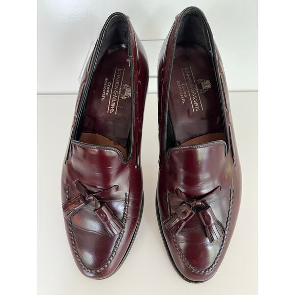 Johnston & Murphy Hartley Tassel Leather Slip On Loafer Burgundy Size 9 JL